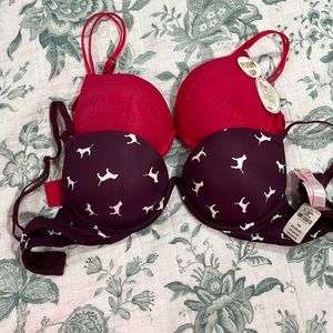 Brand new Bra lot of 2 34B push up VS Pink and Mopas